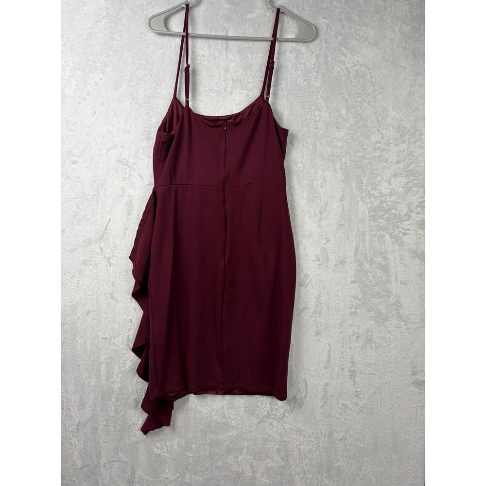 Lulus Adelaide Burgundy Ruffle Bodycon Dress - Size L - Picture 6 of 8